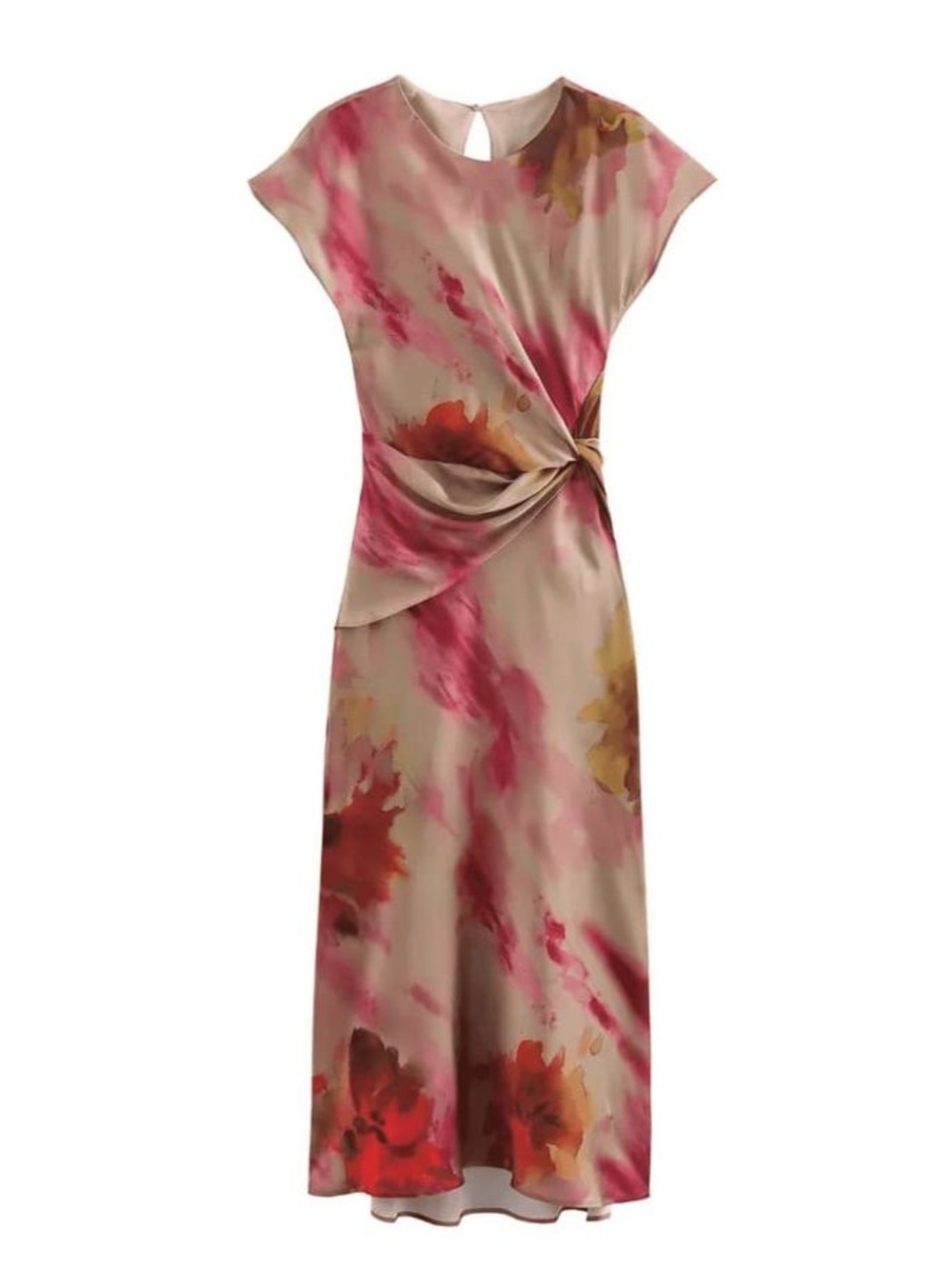 NEW Zara Satin Tie-Dye Knot Dress, Size M